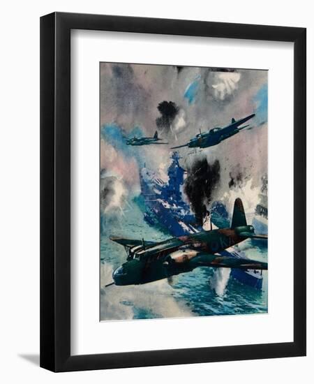 The First British Air Aggressive Action of the War, the Raid on Kiel, 1940-null-Framed Premium Giclee Print