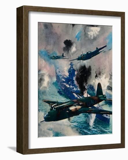 The First British Air Aggressive Action of the War, the Raid on Kiel, 1940-null-Framed Giclee Print