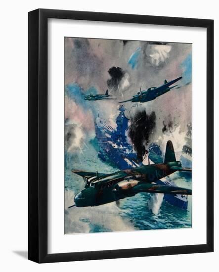 The First British Air Aggressive Action of the War, the Raid on Kiel, 1940-null-Framed Giclee Print