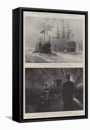 The First British Submarines at Portsmouth-Fred T. Jane-Framed Stretched Canvas
