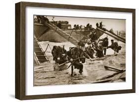 The First British Troops Disembark from the Specially Designed Landing Ladders-English Photographer-Framed Giclee Print