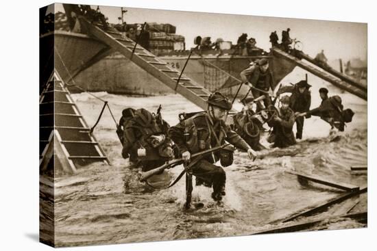 The First British Troops Disembark from the Specially Designed Landing Ladders-English Photographer-Stretched Canvas