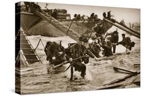 The First British Troops Disembark from the Specially Designed Landing Ladders-English Photographer-Stretched Canvas