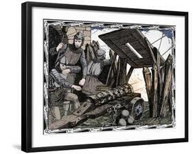 The First Cannon at Crecy, 1902-Patten Wilson-Framed Giclee Print