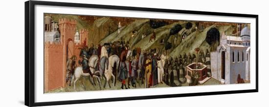 The First Carmelite Hermits in the Spring of Elijah, Predella of the Pala Del Carmine-Pietro Lorenzetti-Framed Premium Giclee Print