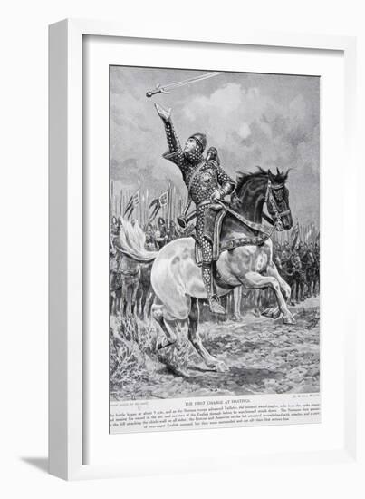 The First Charge at Hastings, 1066, Illustration from the Book The History of the Nation-Richard Caton Woodville-Framed Giclee Print