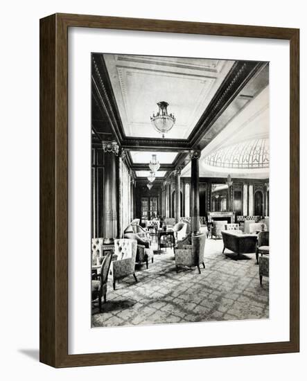 The First Class Lounge of the Ocean Liner 'Mauretania', c.1906-null-Framed Giclee Print