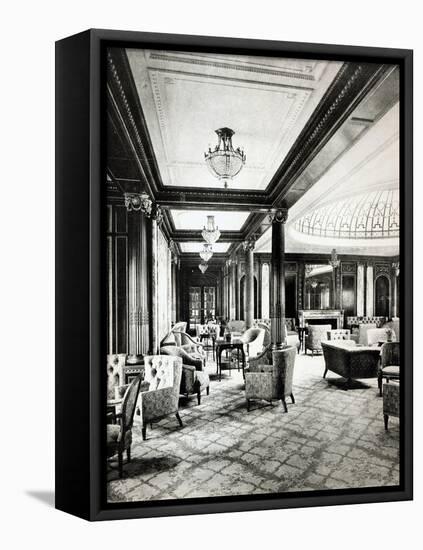 The First Class Lounge of the Ocean Liner 'Mauretania', c.1906-null-Framed Stretched Canvas