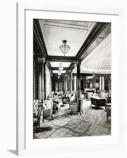 The First Class Lounge of the Ocean Liner 'Mauretania', c.1906-null-Framed Giclee Print