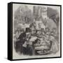 The First Day of Oysters, a London Street Scene-null-Framed Stretched Canvas