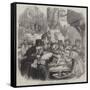 The First Day of Oysters, a London Street Scene-null-Framed Stretched Canvas