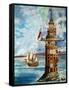 The First Eddystone Lighthouse-Peter Jackson-Framed Stretched Canvas