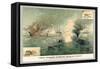 The First Encounter of Ironclads Monitor and Merrimac-null-Framed Stretched Canvas