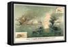 The First Encounter of Ironclads Monitor and Merrimac-null-Framed Stretched Canvas