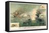 The First Encounter of Ironclads Monitor and Merrimac-null-Framed Stretched Canvas