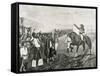 The First Flag of Argentina Presented to the Revolutionary Army by General Belgrano on February 27,-Tarker-Framed Stretched Canvas