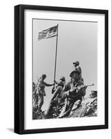 The First Flag Raising on Iwo Jima's Mount Suribachi-null-Framed Photo