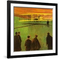 The First Flight by the Wright Brothers at Kitty Hawk-English School-Framed Giclee Print