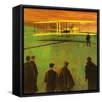 The First Flight by the Wright Brothers at Kitty Hawk-English School-Framed Stretched Canvas