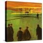 The First Flight by the Wright Brothers at Kitty Hawk-English School-Stretched Canvas