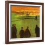 The First Flight by the Wright Brothers at Kitty Hawk-English School-Framed Giclee Print