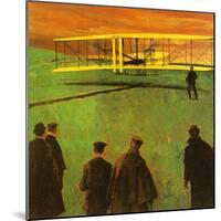 The First Flight by the Wright Brothers at Kitty Hawk-English School-Mounted Giclee Print