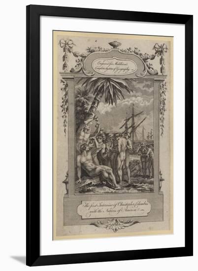 The First Interview of Christopher Columbus with Natives of America-null-Framed Giclee Print