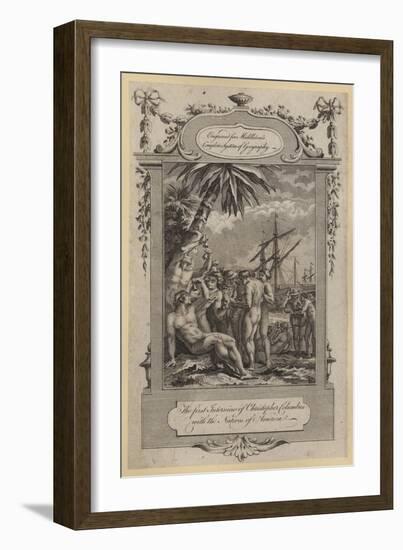 The First Interview of Christopher Columbus with Natives of America-null-Framed Giclee Print