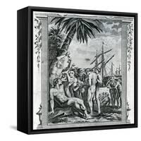 The First Interview of Christopher Columbus with the Natives of America, 1777-null-Framed Stretched Canvas