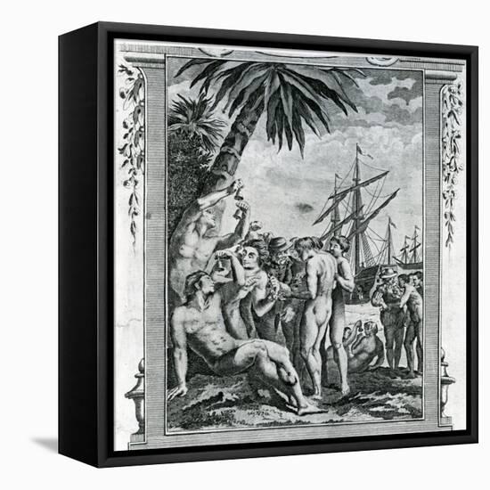 The First Interview of Christopher Columbus with the Natives of America, 1777-null-Framed Stretched Canvas