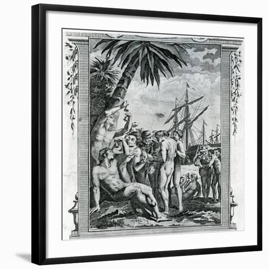 The First Interview of Christopher Columbus with the Natives of America, 1777-null-Framed Giclee Print