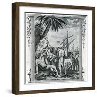 The First Interview of Christopher Columbus with the Natives of America, 1777-null-Framed Giclee Print