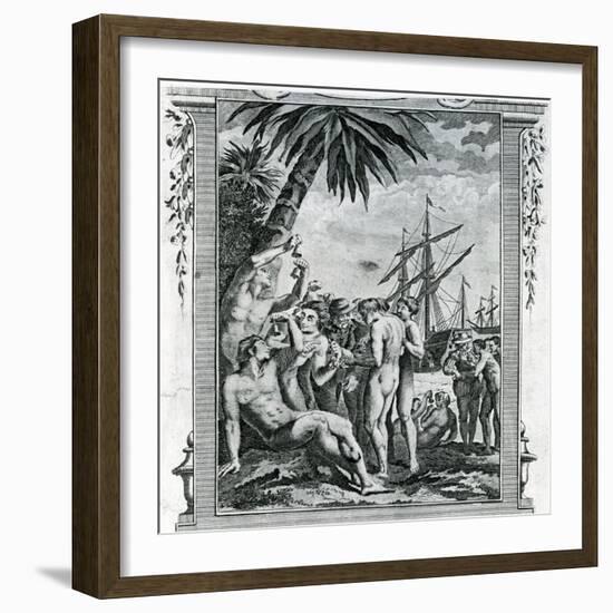 The First Interview of Christopher Columbus with the Natives of America, 1777-null-Framed Giclee Print