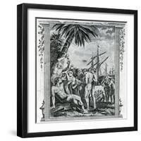 The First Interview of Christopher Columbus with the Natives of America, 1777-null-Framed Giclee Print
