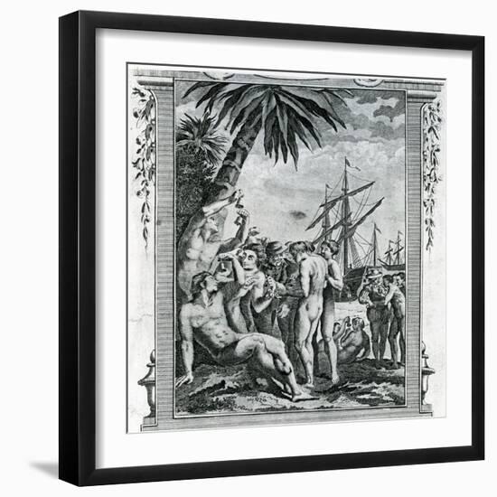 The First Interview of Christopher Columbus with the Natives of America, 1777-null-Framed Giclee Print