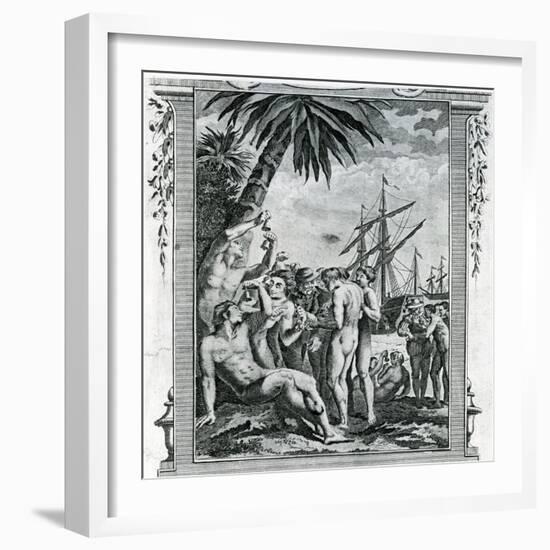 The First Interview of Christopher Columbus with the Natives of America, 1777-null-Framed Giclee Print