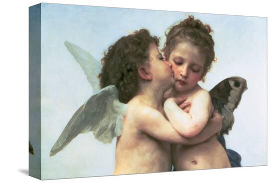 The First Kiss (detail)-William Adolphe Bouguereau-Stretched Canvas