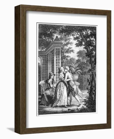 The First Kiss of Love, Illustration from "La Nouvelle Heloise" by Jean-Jacques Rousseau-Nicolas Andre Monsiau-Framed Giclee Print