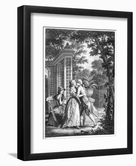 The First Kiss of Love, Illustration from "La Nouvelle Heloise" by Jean-Jacques Rousseau-Nicolas Andre Monsiau-Framed Giclee Print