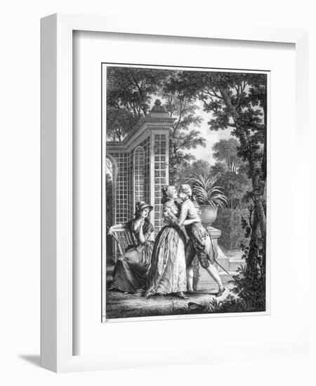 The First Kiss of Love, Illustration from "La Nouvelle Heloise" by Jean-Jacques Rousseau-Nicolas Andre Monsiau-Framed Giclee Print