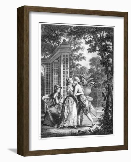 The First Kiss of Love, Illustration from "La Nouvelle Heloise" by Jean-Jacques Rousseau-Nicolas Andre Monsiau-Framed Giclee Print
