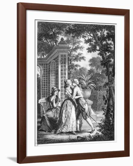 The First Kiss of Love, Illustration from "La Nouvelle Heloise" by Jean-Jacques Rousseau-Nicolas Andre Monsiau-Framed Giclee Print