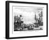 The First Landing of Columbus at America (Engraving) (B&W Photo)-English-Framed Giclee Print