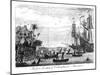 The First Landing of Columbus at America (Engraving) (B&W Photo)-English-Mounted Giclee Print