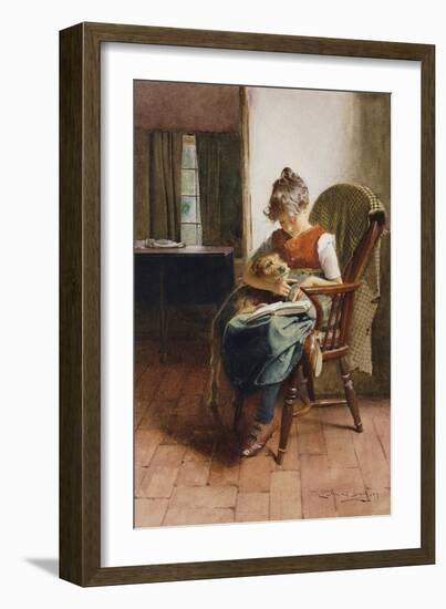 The First Lesson, 1897 (Watercolour Heightened with White, on Card)-Carlton Alfred Smith-Framed Giclee Print