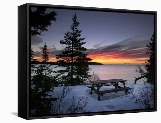 The First Light of Dawn Colors Wispy Clouds Across Narraguagus Bay at Mcclellen Park-null-Framed Stretched Canvas