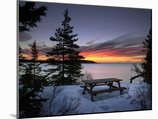 The First Light of Dawn Colors Wispy Clouds Across Narraguagus Bay at Mcclellen Park-null-Mounted Photographic Print