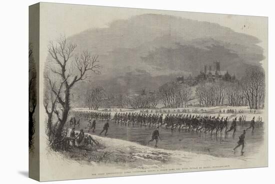 The First Lincolnshire Rifle Volunteers Taking a March Down the River Witham on Skates-null-Stretched Canvas