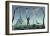 The First Man, Adam, Greets the Return of His Creators in a Prehistoric Garden of Eden-null-Framed Art Print