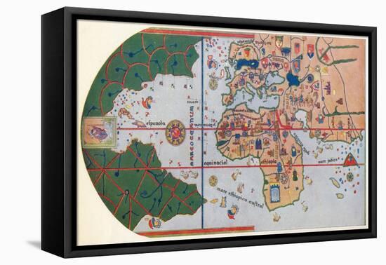 The First Map to Show America, 1912-Juan de la Cosa-Framed Stretched Canvas